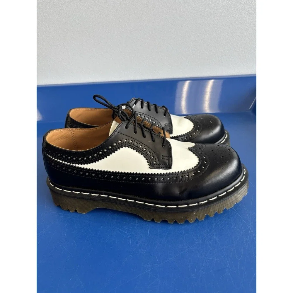 Dr. Martens 3989 Brogue Black and White Leather Size US 8M NJ004 CK 10 W